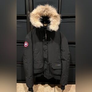 Canada Goose Parka Jacket Womens Large Bomber Fur Hood Down Full Zip Chilliwack
